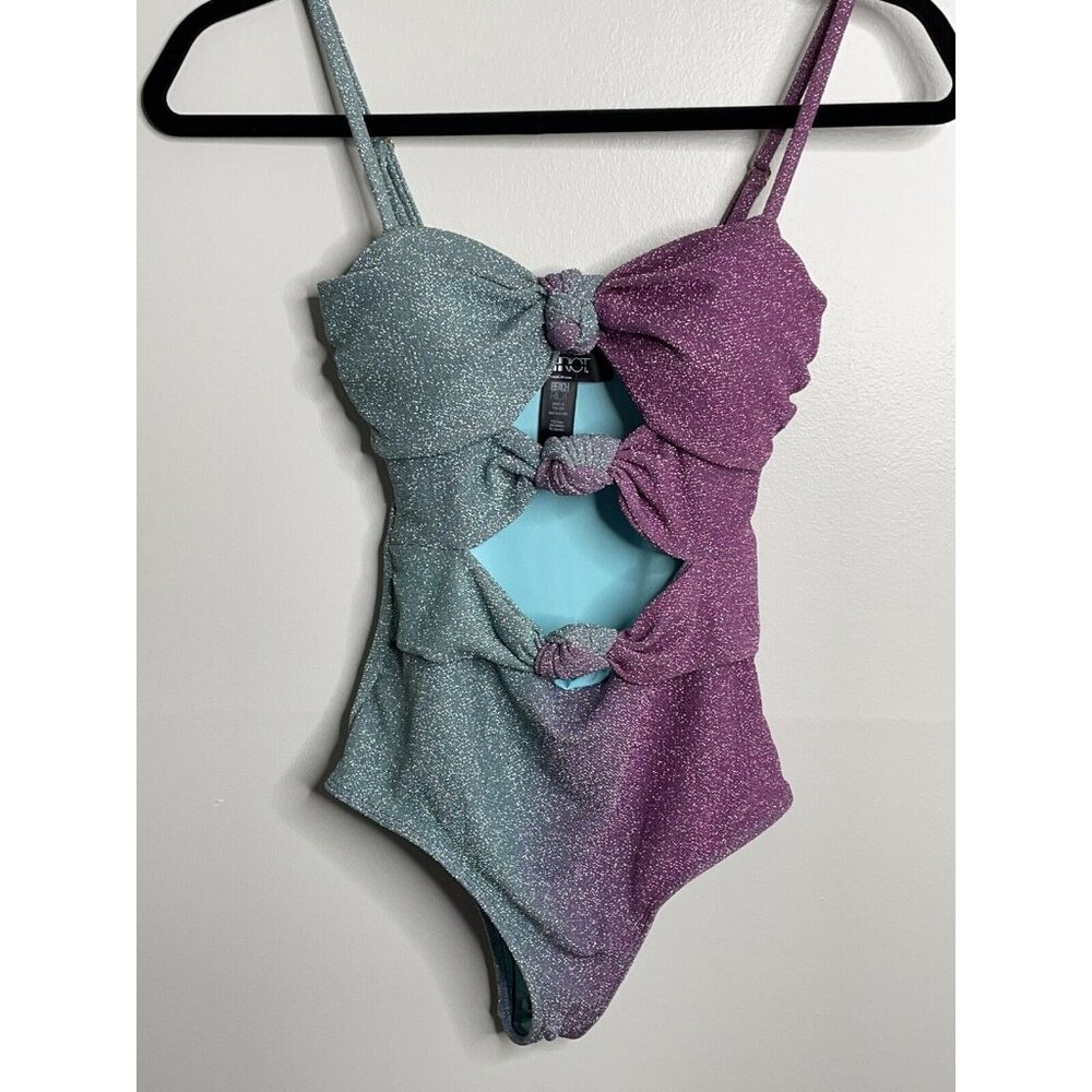 Beach Riot Ombre Blue to Purple Cutout One-Piece Swimsuit